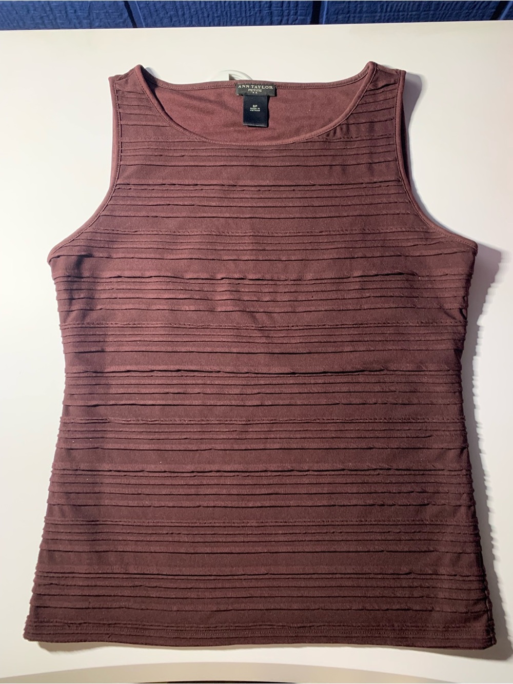 Ann Taylor Ribbed Sleeveless Tank — Plum/Burgundy
